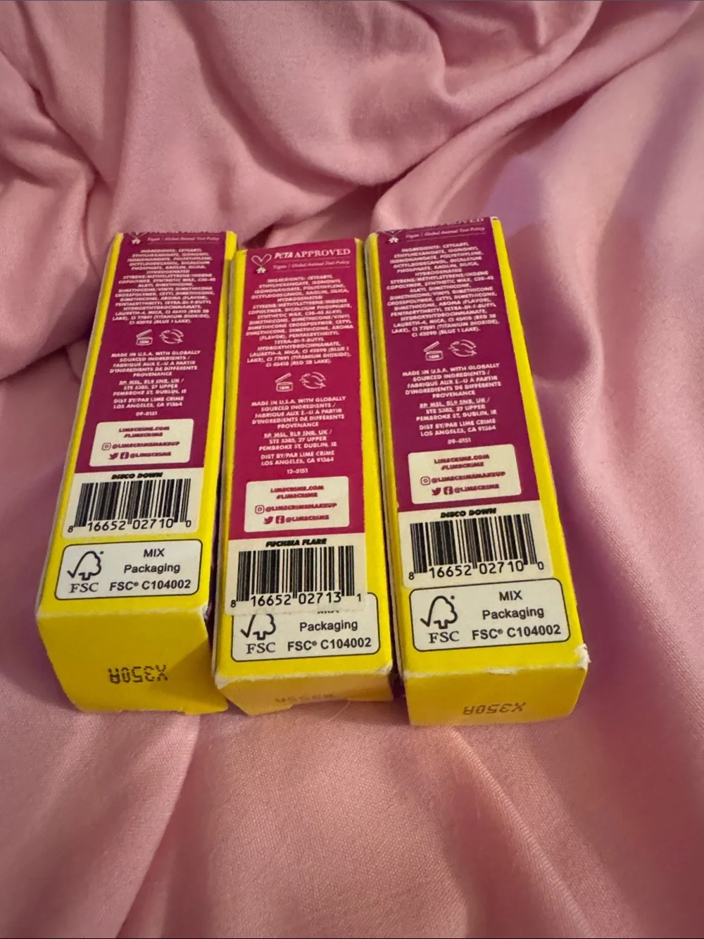 Lime Crime Soft Touch Lipstick 💄 Bundle of (3) Disco Down(2)Fuchsia Flare(1)NWT
